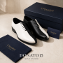 Pantofi Oxford bărbați alb-negru din piele naturală pentru ceremonie DONATOAN